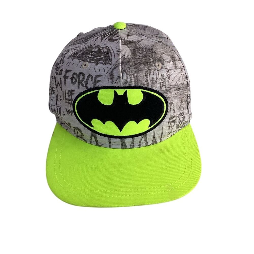 Batman Youth Snapback‎ Hat Neon Yellow Brim Adjustable Comic Graphic